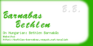 barnabas bethlen business card